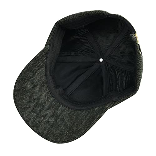 BOTVELA Men Wool Adjustable Tweed Baseball Cap - color: Herringbone Green