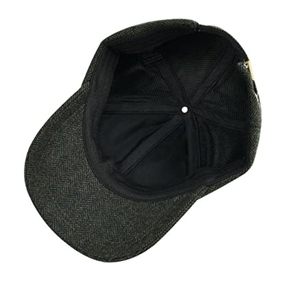 BOTVELA Men Wool Adjustable Tweed Baseball Cap - color: Herringbone Green