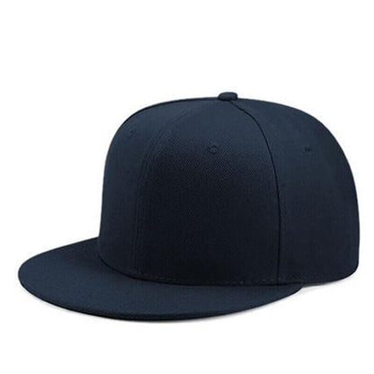 Boolavard Classic Snapback Hat Cap Hip Hop Style Flat Bill Blank Solid Color Adjustable Size - color: Navy
