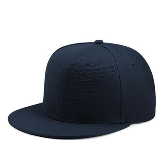 Boolavard Classic Snapback Hat Cap Hip Hop Style Flat Bill Blank Solid Color Adjustable Size - color: Navy