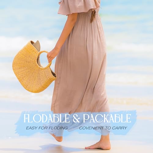 Tavaleu Beach Hat Foldable Wide Brim UV Protection for Women Summer Sun Hat - color: Khaki-2