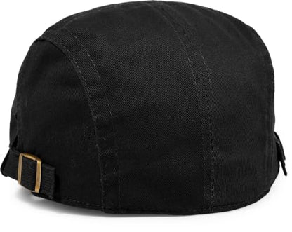 Initlove Mens Newsboy Cap Cotton Ivy Hat Beret Hats for Driving - color: B Black