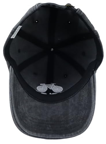 Cyclist Hat for Men Women, Classic Adjustable Cotton Cycologist Embroidered Baseball Cap - color: Black
