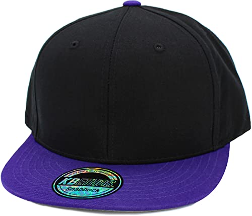 KBETHOS Classic Snapback Hat Blank Cap Underbrim Cotton Wool Blend Flat Visor Adjustable Unisex - color: Black Purple