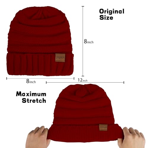 ZOORON Womens Winter Hat Slouchy Beanies for Women Cable Knit Beanie Hats - color: 1pack- Wine Red