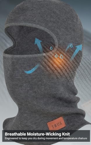 TBUS Men’s Knit Insulated Face Mask Beanie, Thermal Full Face Cover Ski Mask for Cold Weather for Women and Men - color: Dark Grey