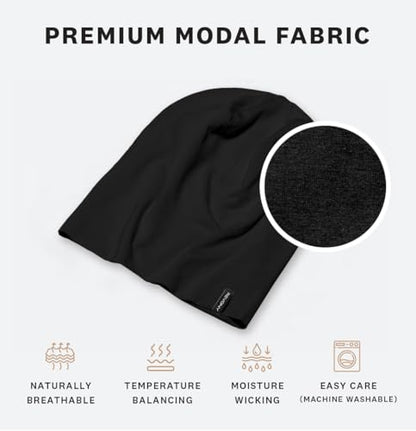 Summer T-Shirt Beanie for Men & Women - Soft Modal - Slouchy Style - color: Black