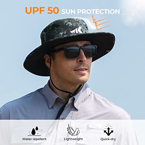 KastKing Sol Armis UPF 50 Boonie Hat for Sun Protection,Men Women - color: Boulder Camo Obsidian