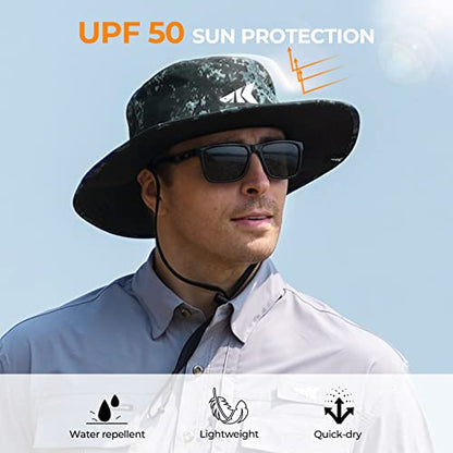 KastKing Sol Armis UPF 50 Boonie Hat for Sun Protection,Men Women - color: Boulder Camo Obsidian