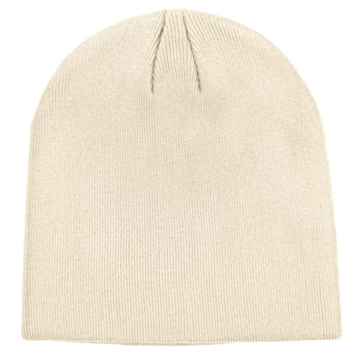 vidsel 100% Cotton Beanie Hat for Men Women, Soft Cuffless Knit Skull Cap - color: 1pc-beige