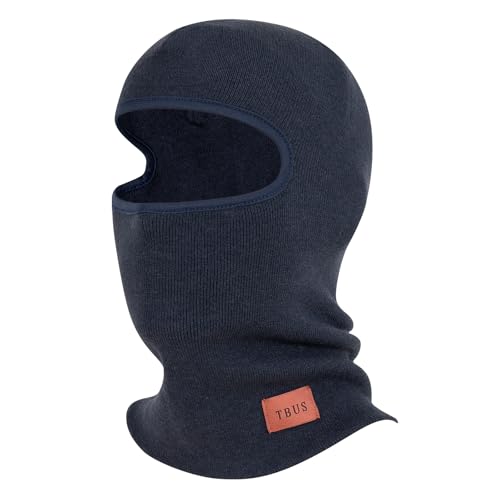 TBUS Men’s Knit Insulated Face Mask Beanie, Thermal Full Face Cover Ski Mask for Cold Weather for Women and Men - color: Black Blue