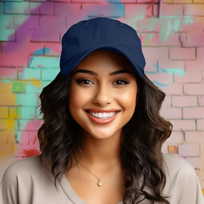 DALIX Baseball Cap Dad Hat Plain Men Women Cotton Adjustable Blank Unstructured Soft - color: Navy Blue