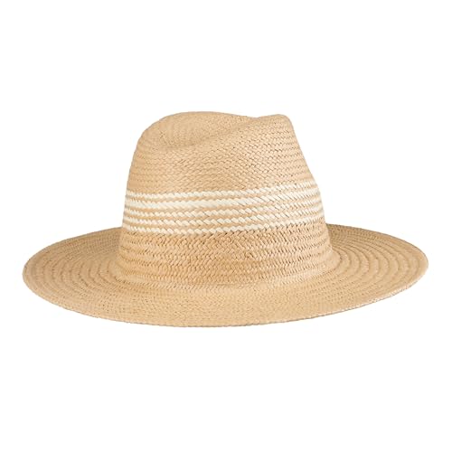 Dockers Men's Straw Fedora and Panama Hat - color: Natural Stripe, size: Small-Medium