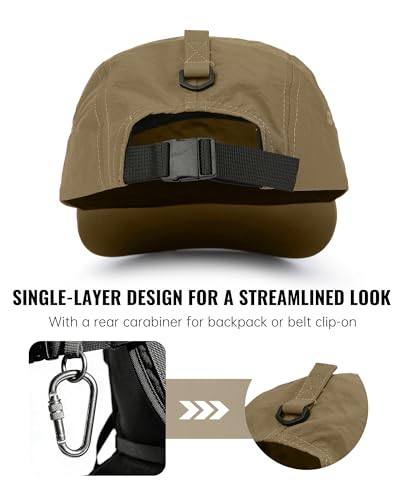 Clakllie Quick Dry Short Brim Cap for Men Lightweight 6 Panel Baseball Cap Golf Dad Hats Women's Running Trucker Hat - color: Khaki-gd50