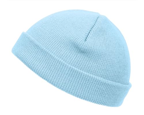 TOP HEADWEAR Cuffless Beanie for Men Women, Unisex Short Beanies Skull Cap - color: Light Blue