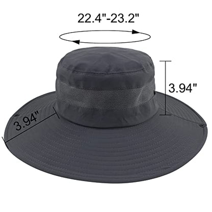 Muryobao Men's Boonie Hat UPF 50+ Summer Sun Hat UV Protection Wide Brim Waterproof Bucket Hat for Beach Fishing Cap - color: Gray
