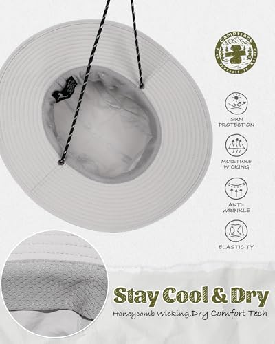 Camptrace Sun Hats for Women Men UV Protection Hiking Fishing Cap - color: Lightgrey
