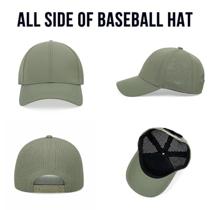 Quick Dry Baseball Cap Curved Brim Snapback Hat Mesh for Men Women - color: Sagegreen