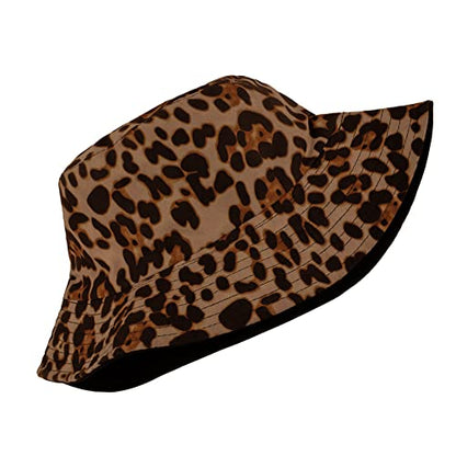 Umeepar Unisex Reversible Packable Bucket Hat Sun Hat for Men Women - color: Leopard Print Brown