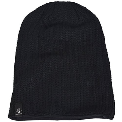VECRY Mens Slouchy Beanie Knit Skull Cap Long Baggy Hip-hop Winter Summer Hat B305 - color: Ribbed-black, size: Large