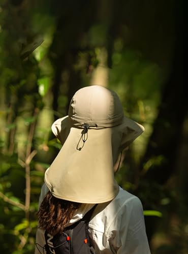 AONIJIE Wide Brim Sun Hat with Face Cover & Neck Flap for Men Women, Fishing Hats UPF 50+ UV Sun Protection - color: C#white