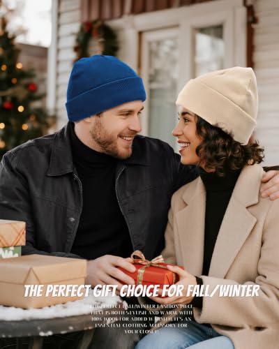 100% Cotton Beanie for Women Men Soft Knit Beanies Warm Winter Hat - color: Blue