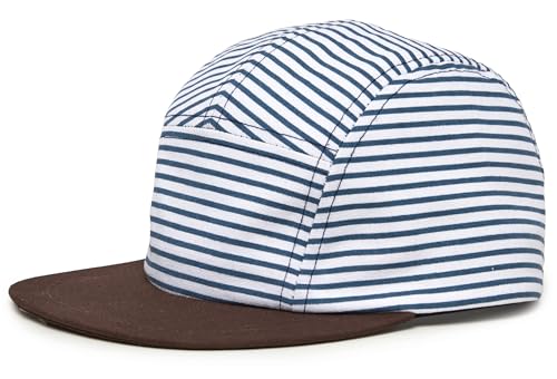 Funky Junque Kids 5 Panel Hat - Toddler Boys American Flag Baseball Cap, Patriotic Infant Baby Sun Hat for 4th of July - color: Brown & White Stripes, size: 12-24 Months