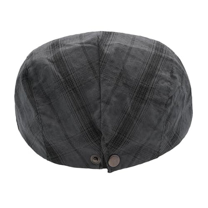 ZLYC Men Summer Flat Cap Scally Ivy Gatsby Newsboy Beret Driver Hat - color: Plaid Gray