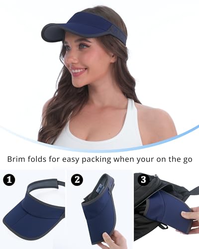GADIEMKENSD Foldable Sun Visor Hat UPF 50+ Lightweight Adjustable - color: Navy Dark Grey