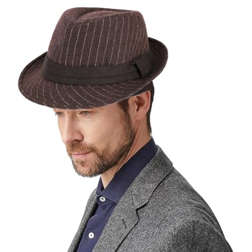 Unisex Fedora Hat Classic Trilby Hats Short Brim Panama Jazz Hat - color: Brown