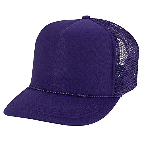 OTTO Polyester Foam Front Youth 5 Panel High Crown Trucker Hat - color: Purple