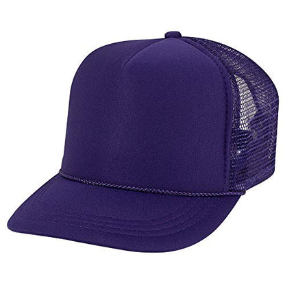 OTTO Polyester Foam Front Youth 5 Panel High Crown Trucker Hat - color: Purple