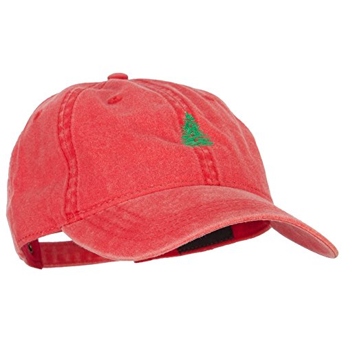 e4Hats.com Pine Tree Embroidered Washed Buckle Cap - color: Red