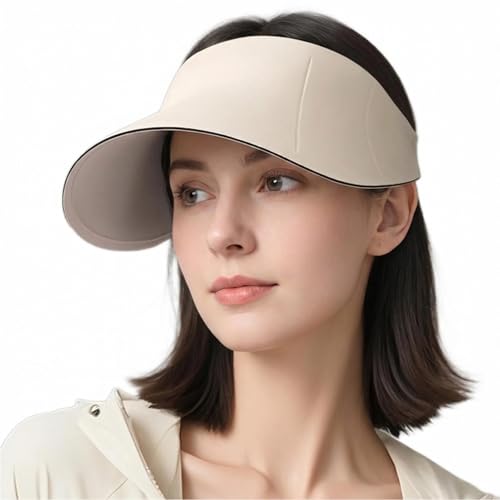 63g ONLY Ultra-Lightweight Foldable Sun Visor Hat for Women, 99% UV Block, Foldable & Packable Beach Outdoor Travel Cap - color: Wheat