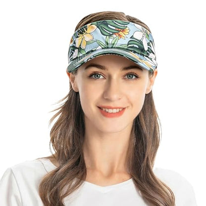 ZLYC Print Sports Sun Visors for Women Girls - color: Palm Tree