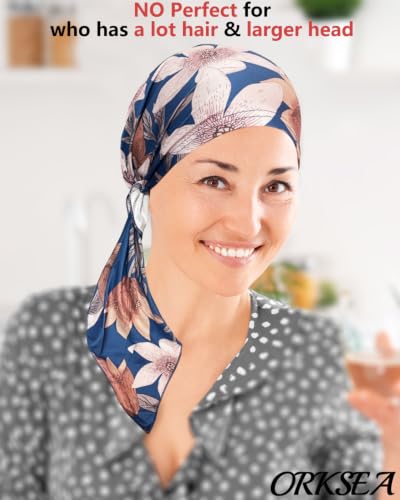 Chemo Headwear for Women Pre-Tied Head Scarf Coverings Scarves - color: Blue Pattern2