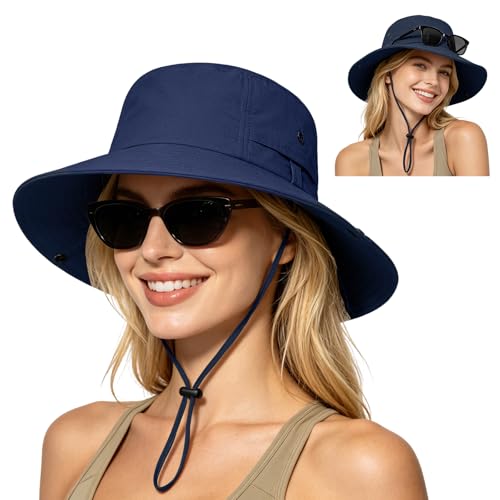 ZOORON Sun Hats for Women Men Fishing Hat UPF 50+ Wide Brim Bucket Hat - color: 1pack-navy