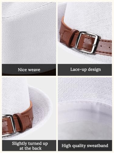 BABEYOND Men's 1920s Short Brim Trilby Fedora Hat - color: W-white