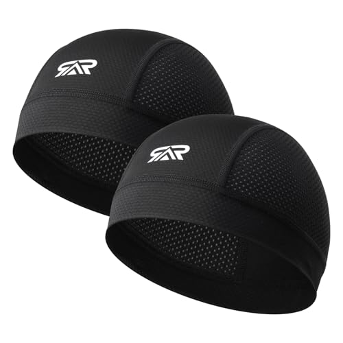 SUNMECI 2-Pack Breathable Skull Cap Mesh Helmet Liner for Men Women - color: Black+black