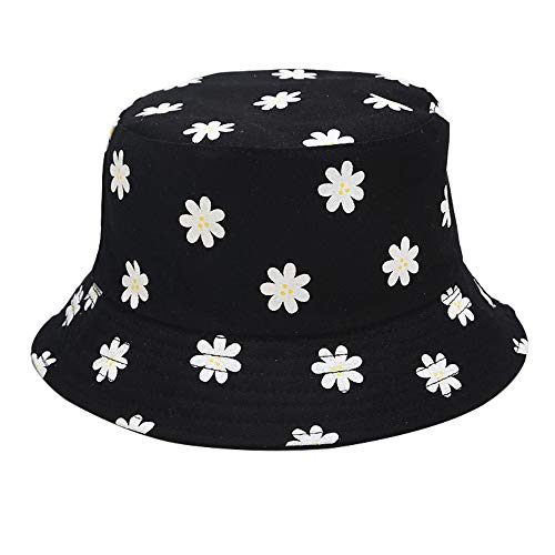 Umeepar Unisex Reversible Packable Bucket Hat Sun Hat for Men Women - color: Small Flowers Black