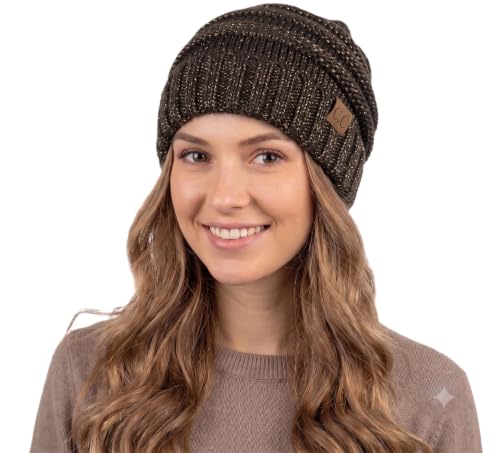 NYFASHION101 Slouch Wrinkled Beanie Cap Slouchy Skull Hat - color: Brown Metallic
