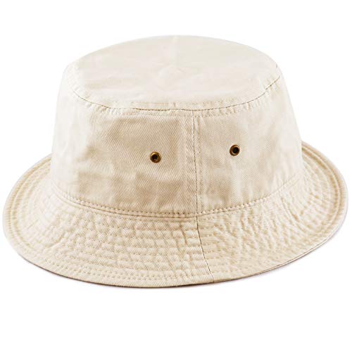 Cotton Bucket Hat Packable Sun Hat – Unisex Summer Travel Beach Fisherman Hat for Men Women Outdoor Fishing Hiking - color: Putty, size: Large-X-Large