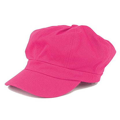 Women's Lightweight 100% Cotton Soft Fit Newsboy Cap with Elastic Back - color: Fuchsia