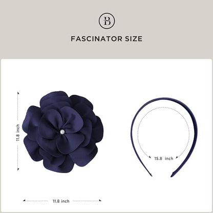 BABEYOND Fascinators Hats for Women Layered Flower Tea Party Derby Hats - color: Navy Blue