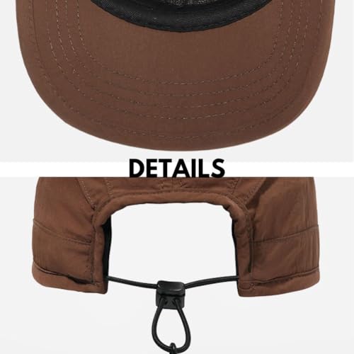 5 Panel Hat, Quick Dry Baseball Cap, Drawstring Elastic Sport Cap for Running, Fishing - color: Brown