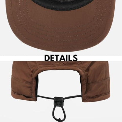 5 Panel Hat, Quick Dry Baseball Cap, Drawstring Elastic Sport Cap for Running, Fishing - color: Brown