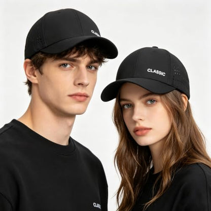 Cmonie 3Pcs Quick Dry Baseball Hat Breathable Sport Cap - color: 3pcs-black&white&gray-d