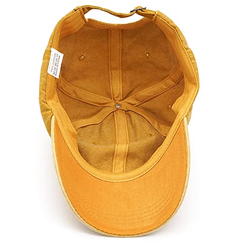 Glamorstar Classic Unisex Baseball Cap Adjustable Washed Dyed Cotton Ball Hat - color: Yellow