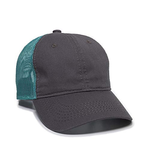 Outdoor Cap Garment Washed Meshback Cap - color: Charcoal/Aqua