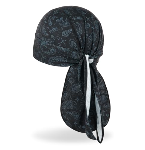 MELASA Cooling Do Rags Skull Cap Helmet Liner Breathable Sweat-Seal - color: Black Paisley